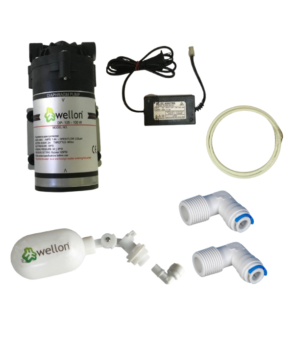 Wellon 100 GPD RO Booster Pump Combo Kit with SMPS, Float Valve, Fittings & 2 Meter Pipe